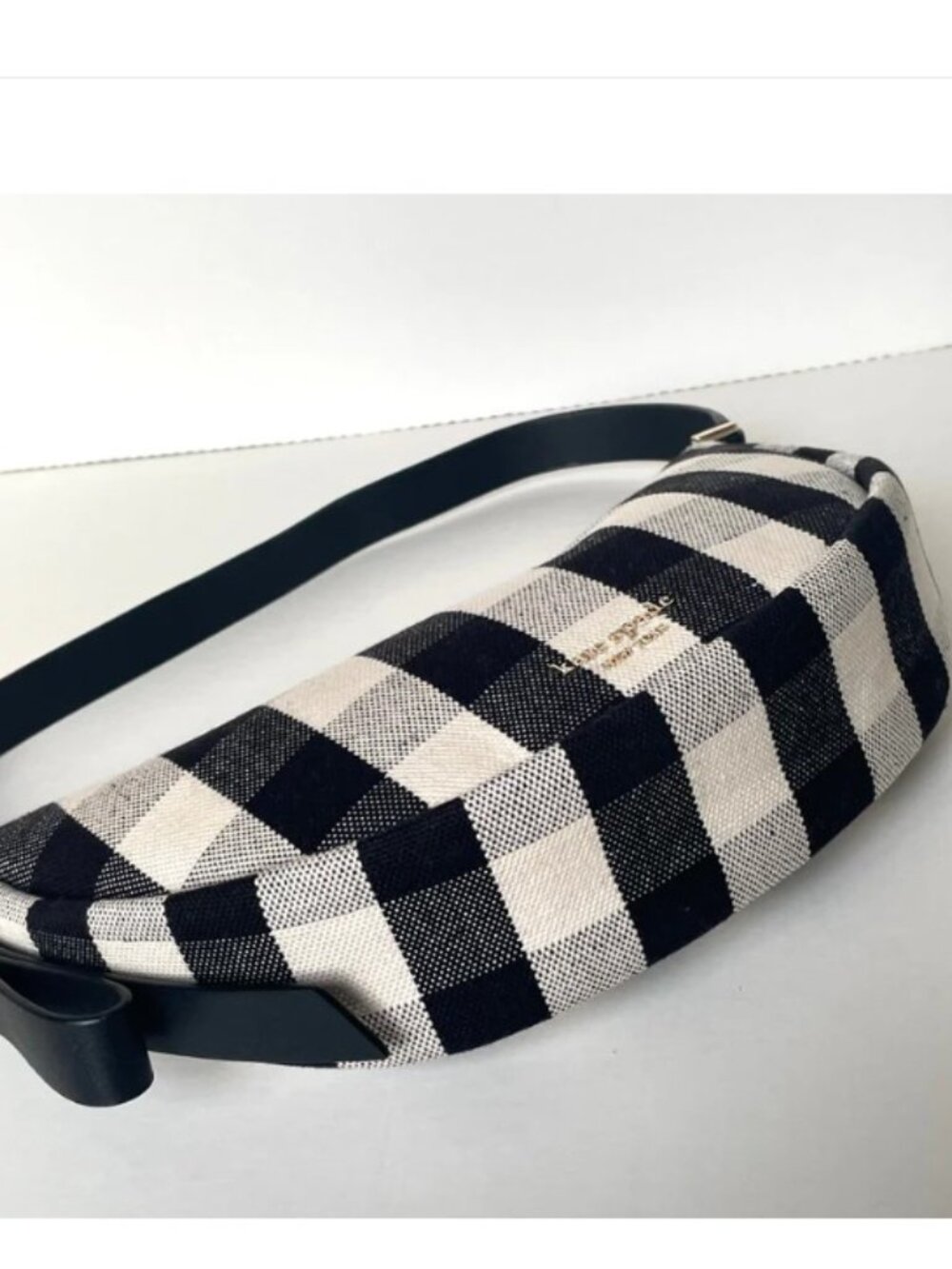 Kate Spade Smile Small Gingham Shoulder Bag Black Check Leather Trim - Picture 6 of 15